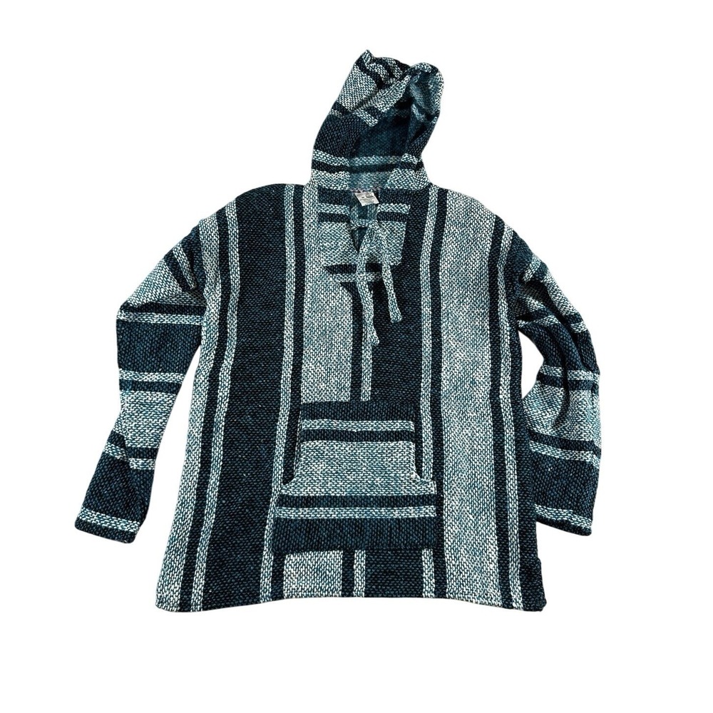 Artesanias‎ Cuamatzi Baja Mexico Teal Drug Rug Hoodie Size Medium